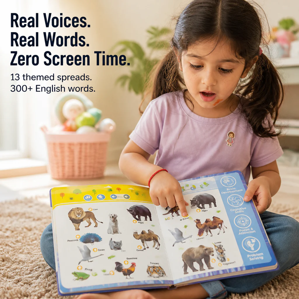 SpeakSpark™ — Swap Screen Time for 300+ English Words Kids Tap and Repeat