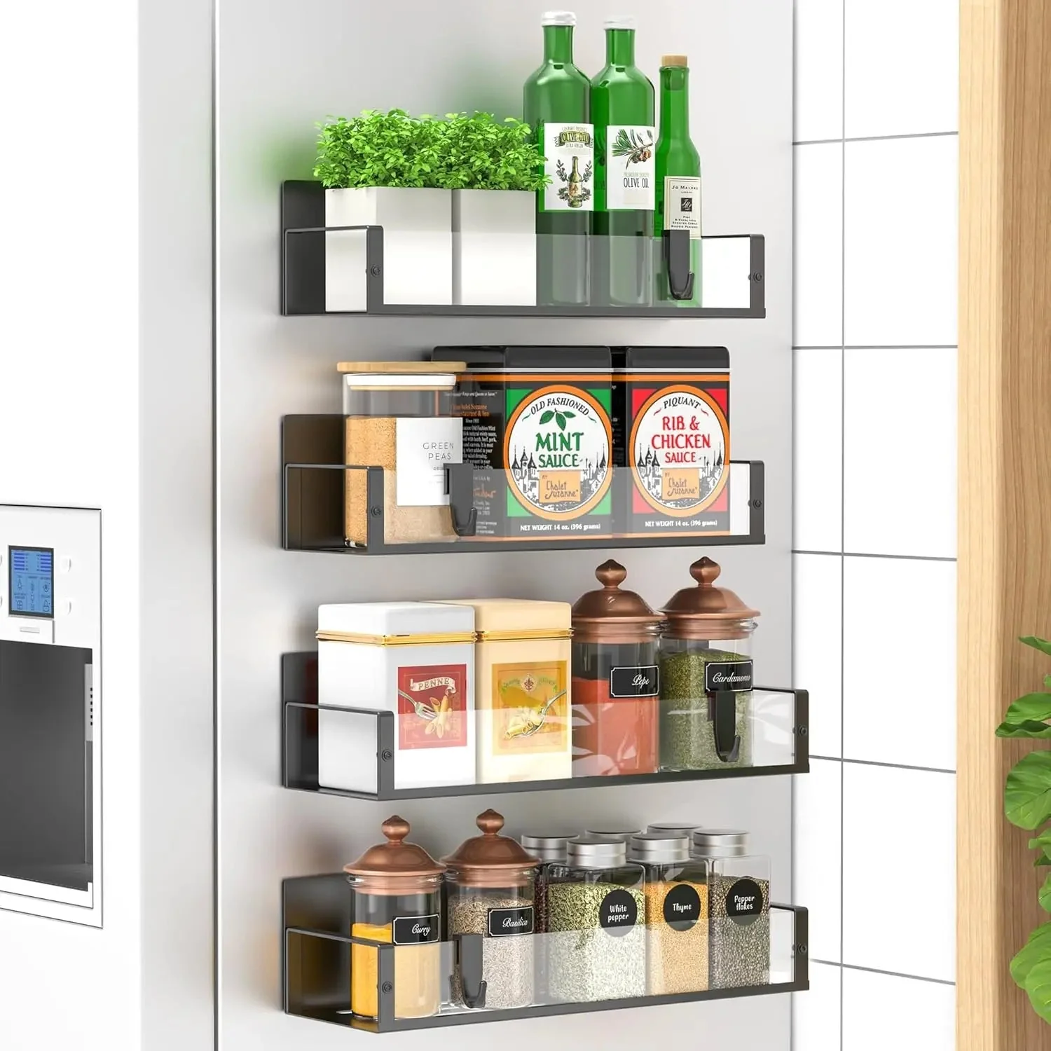 Spice Organizer | 4-Piece, Magnetic – Powder Coated | No Drilling Needed | KitchenDock - Image 12