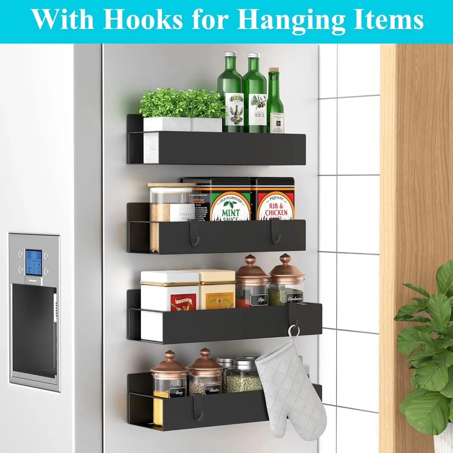 Spice Organizer | 4-Piece, Magnetic – Powder Coated | No Drilling Needed | KitchenDock - Image 8