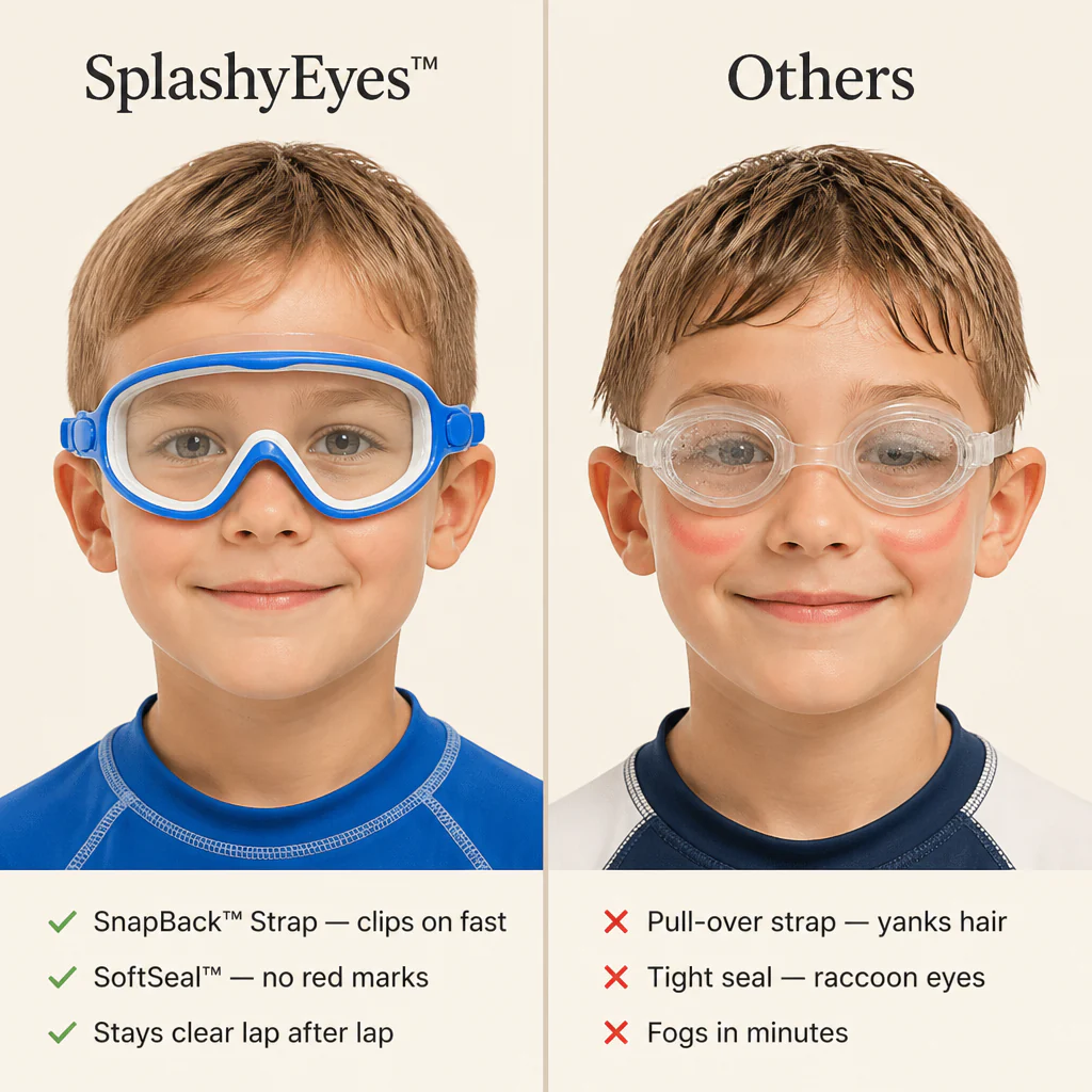 SplashyEyes™ — Skip Hair-Yanks, Fog & Raccoon Eyes With Snap-On Kids Goggles - Image 5