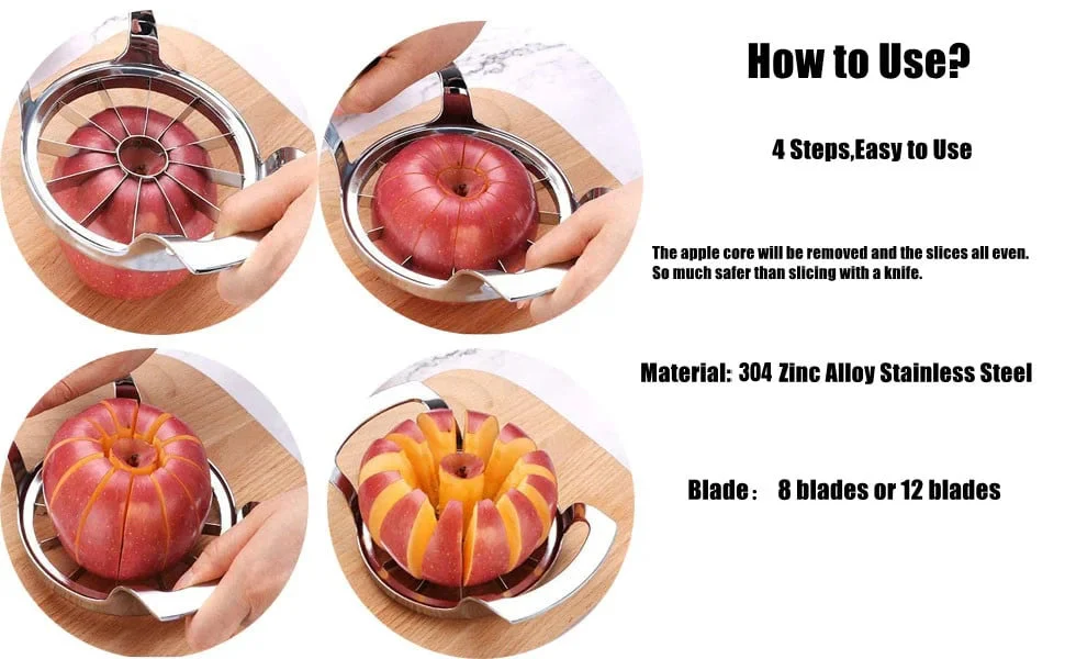 Stainless Steel Apple Slicer – 12 Sections with Core Remover - Image 5