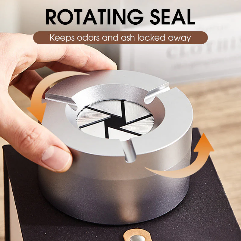Stainless Steel Ashtray with 360° Rotary Lid - Image 2