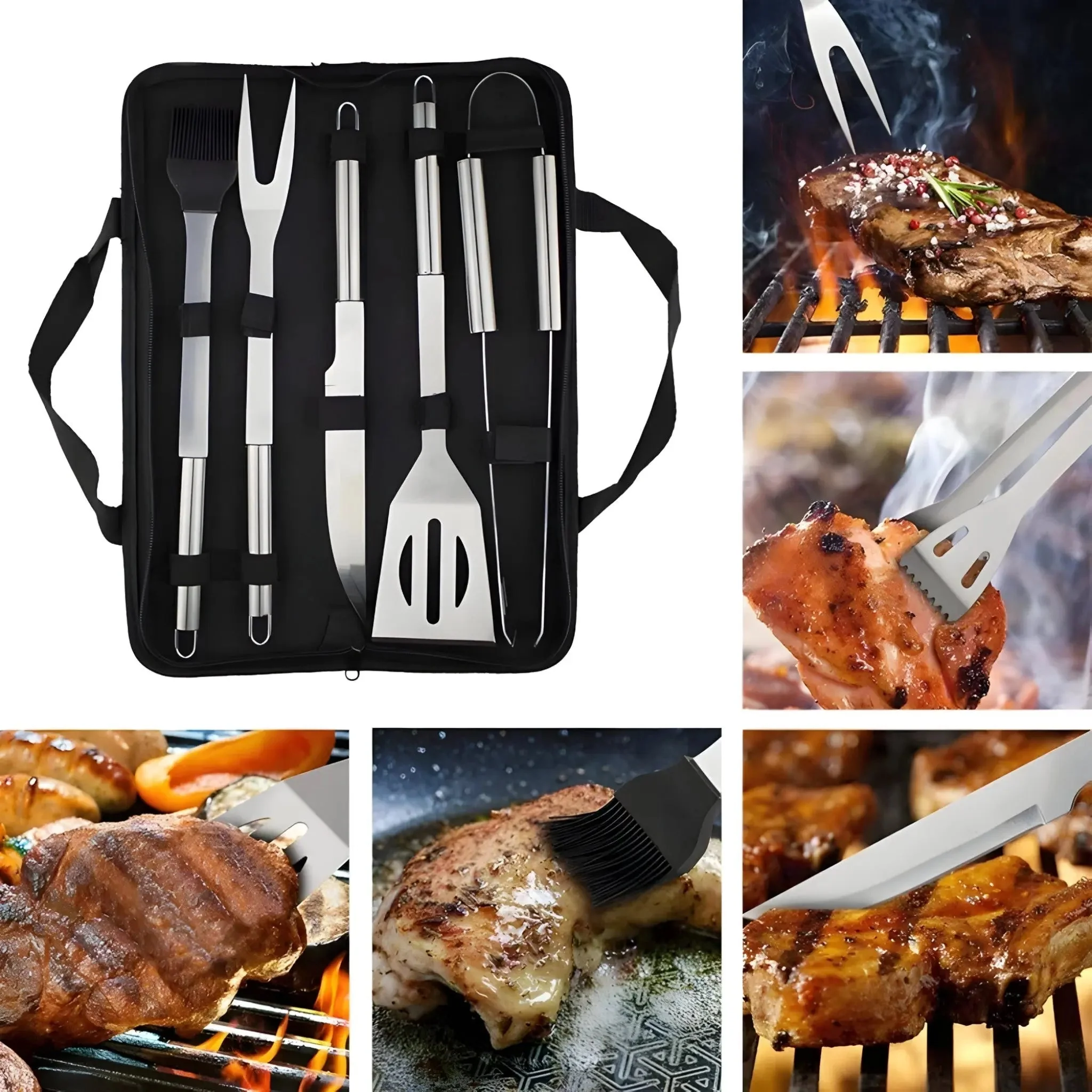 Stainless Steel BBQ Cutlery Set | Includes Carrying Case for Travel | Heat-Resistant Secure Grip | RostRanger - Image 8