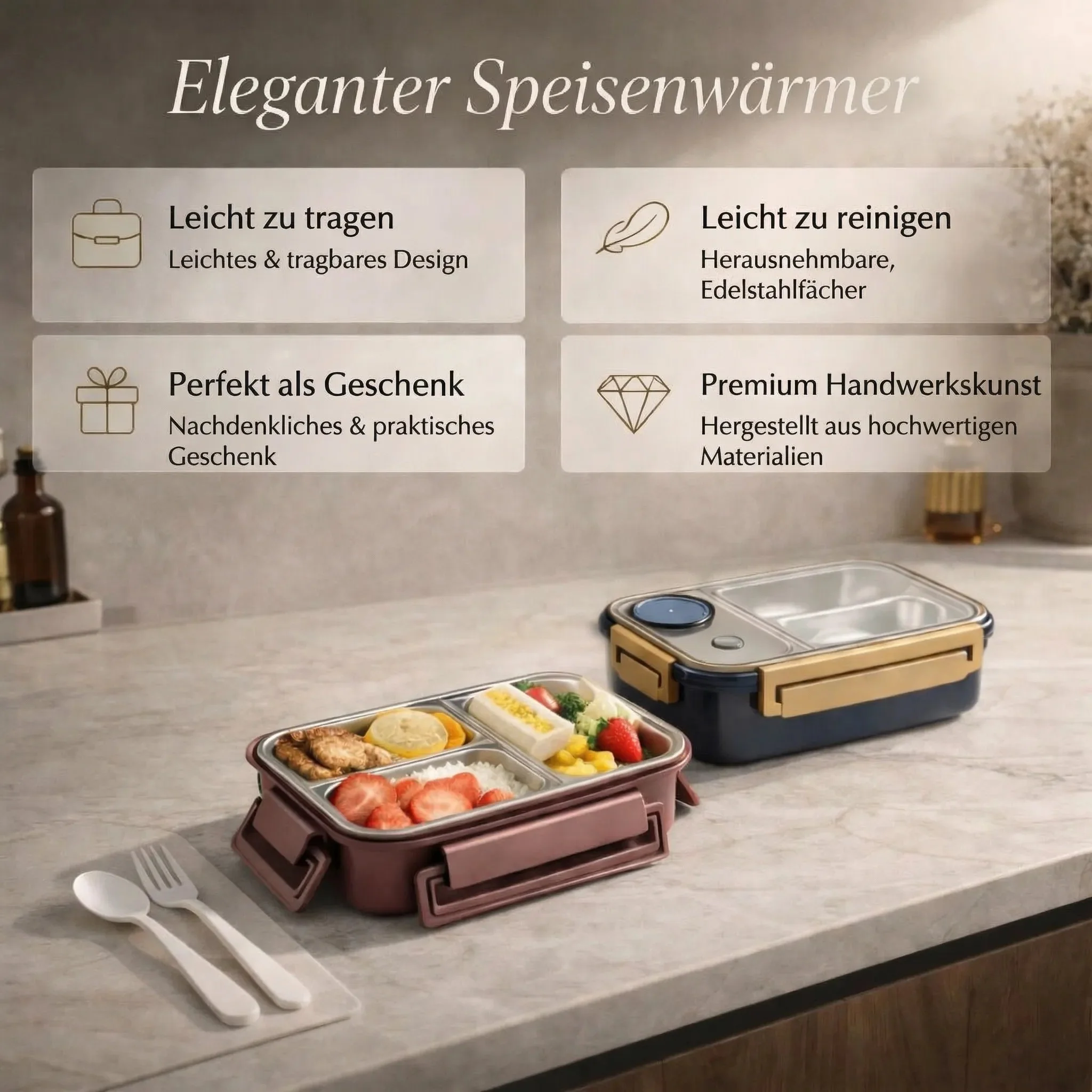 Stainless Steel Compartment Lunch Box - Image 3