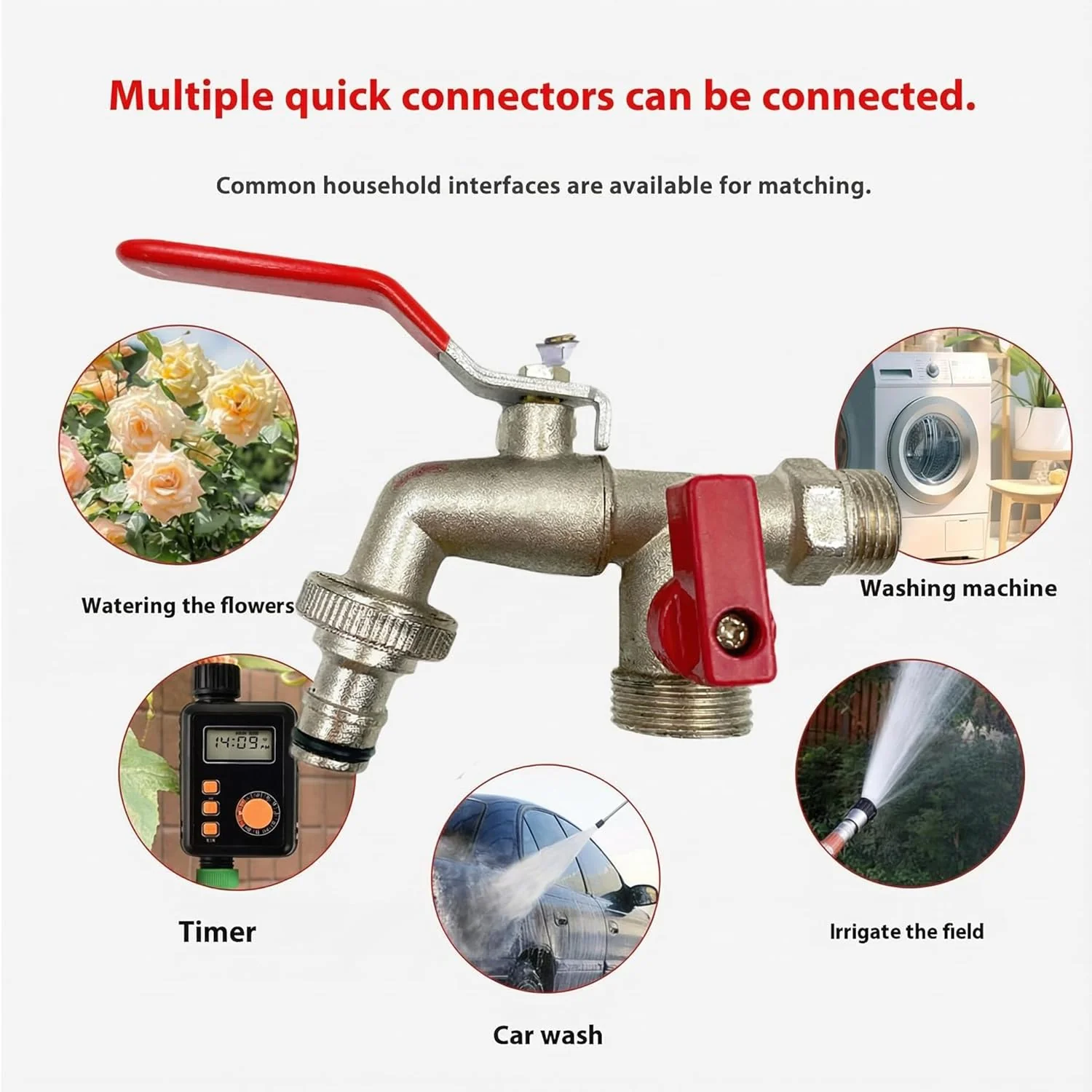Stainless Steel Double Faucet with Two Outlets - Image 5