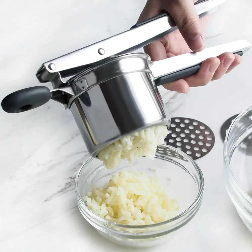 Stainless Steel Potato Masher with 3 Discs for Different Textures - Image 2