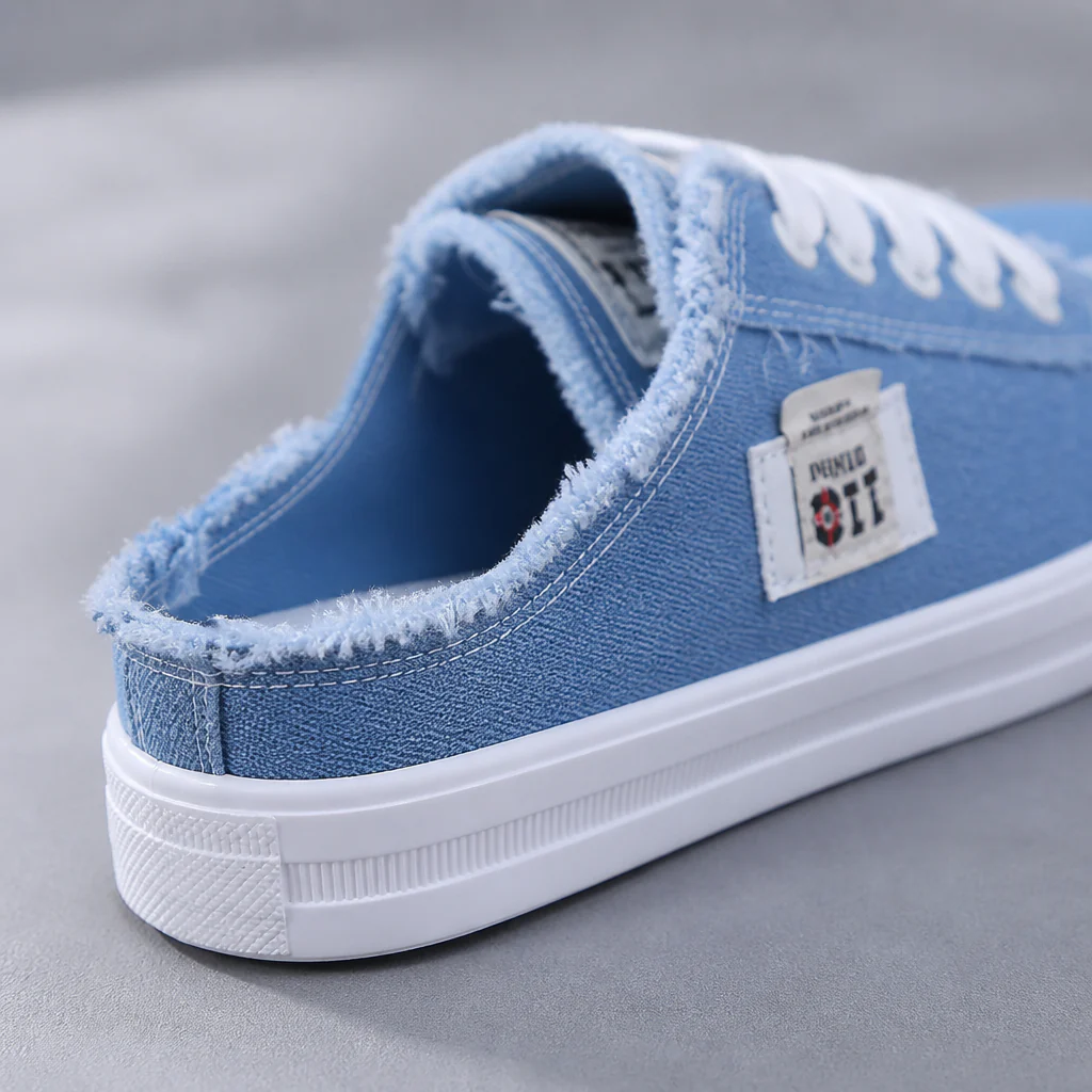 StridePulse™ – Casual Frayed Edge Denim Mule Sneakers - Image 7