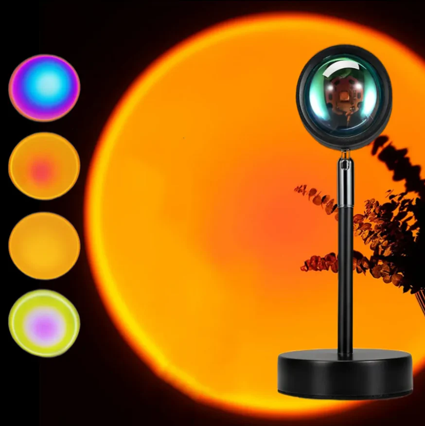 Sunset Lamp | 16 Colors + Remote Control LED Projector Table Lamp - USB Nightstand Lamps - Image 3