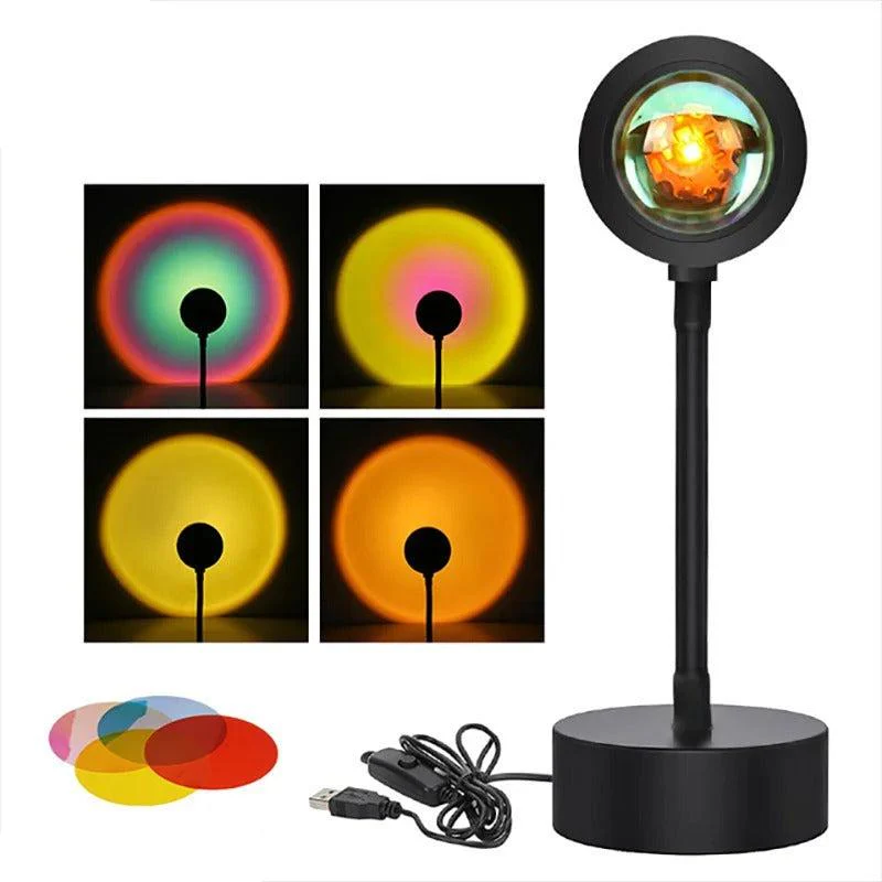 Sunset Lamp | 16 Colors + Remote Control LED Projector Table Lamp - USB Nightstand Lamps - Image 4