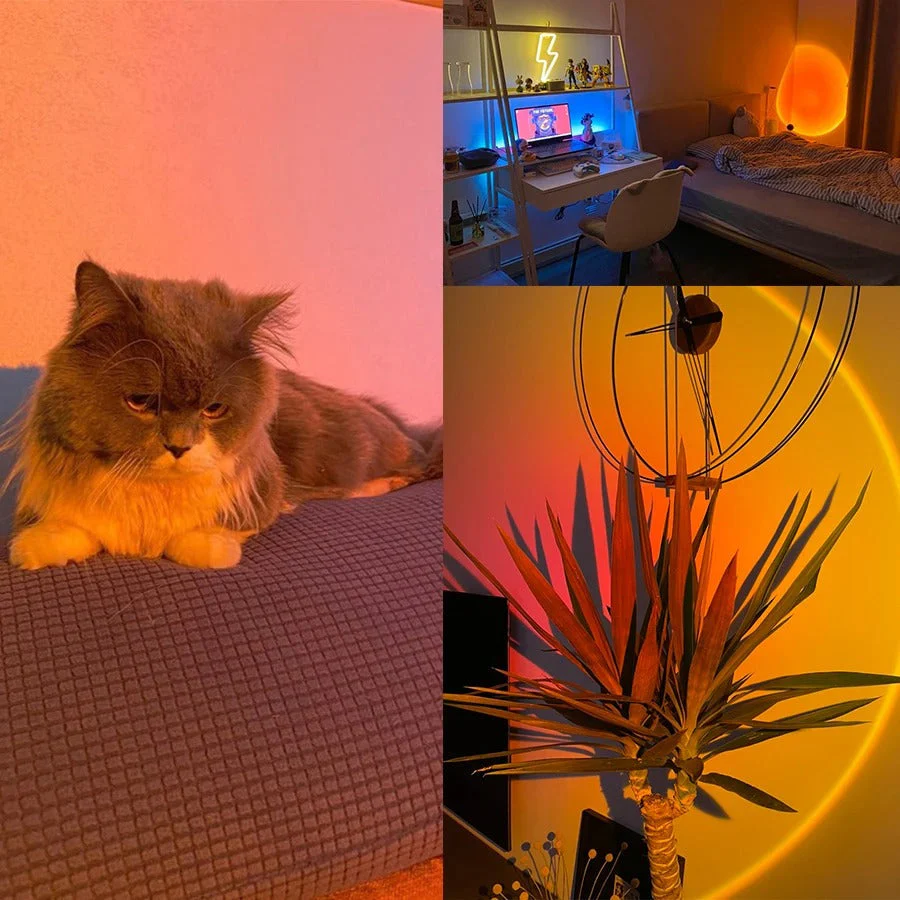 Sunset Lamp | 16 Colors + Remote Control LED Projector Table Lamp - USB Nightstand Lamps - Image 5