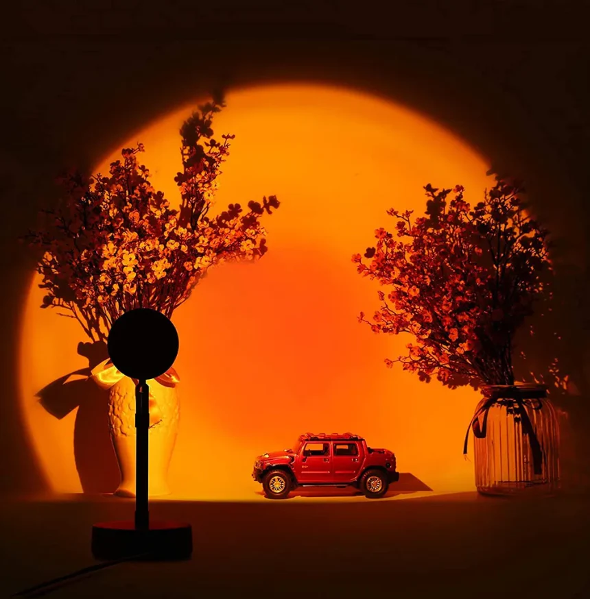 Sunset Lamp | 16 Colors + Remote Control LED Projector Table Lamp - USB Nightstand Lamps - Image 6