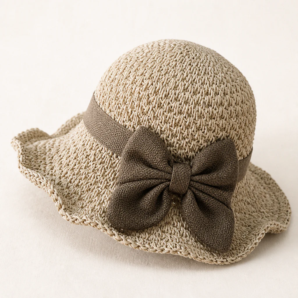 SunSway™ – Packable Woven Straw Sun Hat with Bow Detail - Image 4