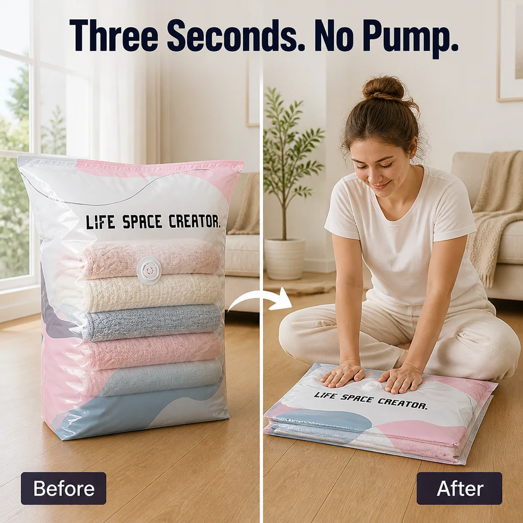 SwiftSpace™ — Compress Comforters, Coats & Bedding to a Fifth Their Size, Pump-Free - Image 4