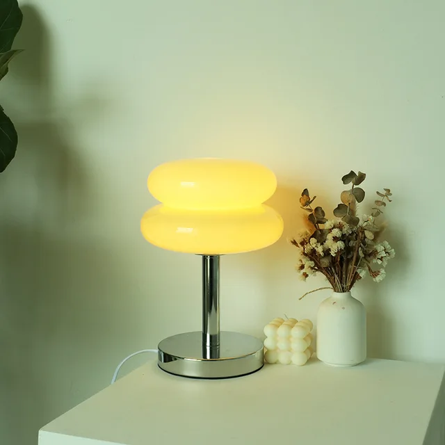 Glass table lamp with colorful pattern for bedroom and bedside table - child-friendly night light - Image 11