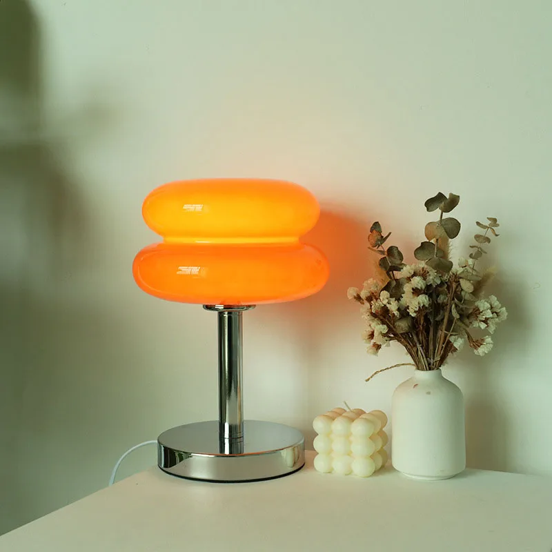 Glass table lamp with colorful pattern for bedroom and bedside table - child-friendly night light - Image 3