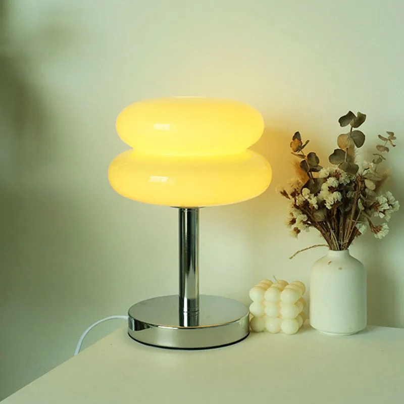 Glass table lamp with colorful pattern for bedroom and bedside table - child-friendly night light - Image 4