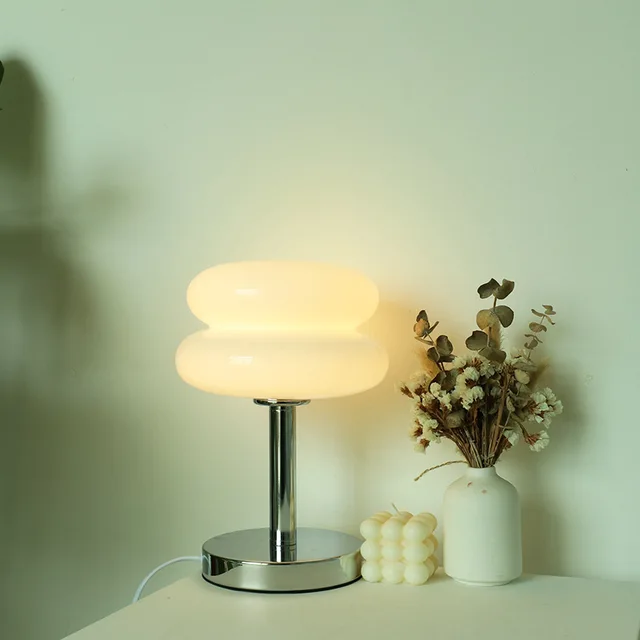 Glass table lamp with colorful pattern for bedroom and bedside table - child-friendly night light - Image 9