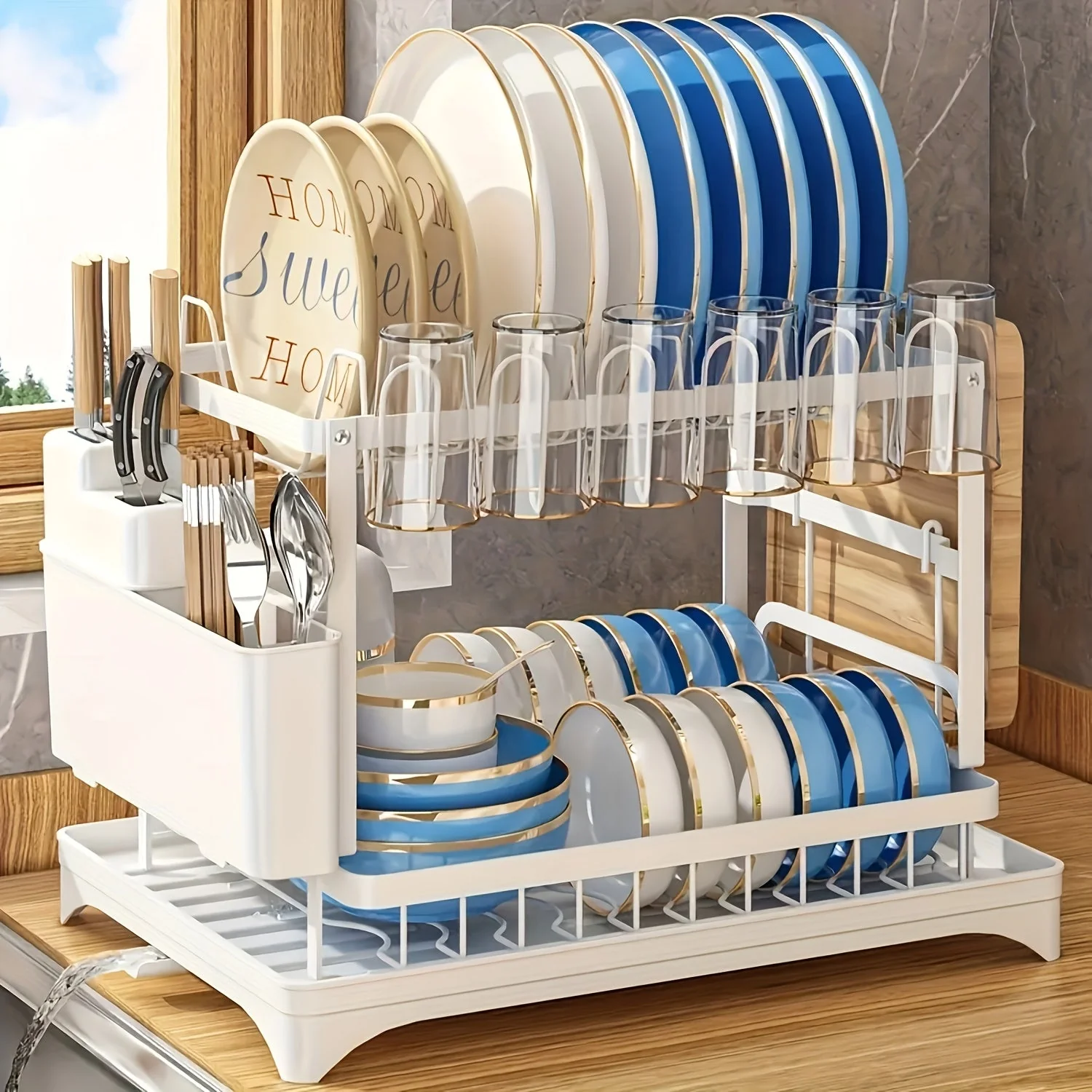 Two-Tier Draining Rack with Drainage System - Image 11