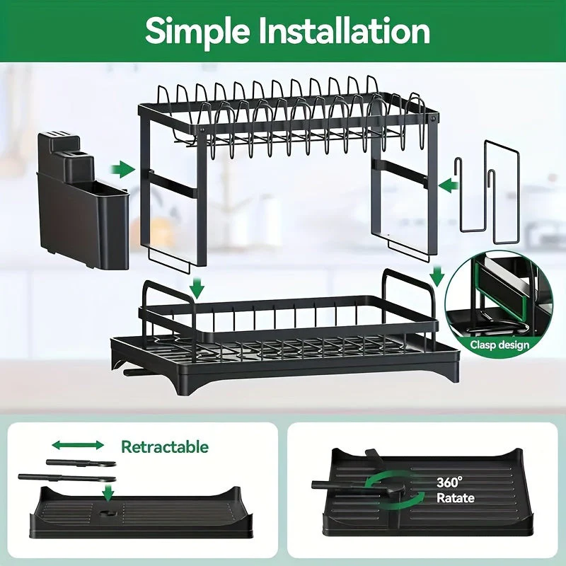 Two-Tier Draining Rack with Drainage System - Image 3