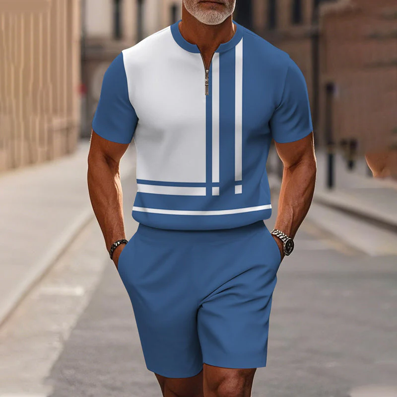Marsten™ – Tailored Zip-Collar Shirt and Shorts Set for Men - Image 10