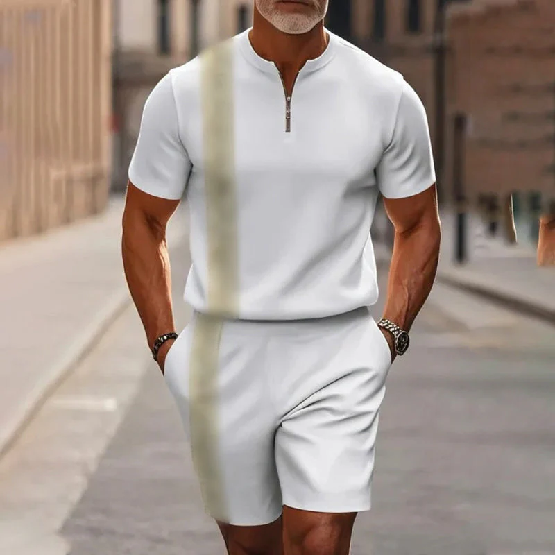 Marsten™ – Tailored Zip-Collar Shirt and Shorts Set for Men - Image 16