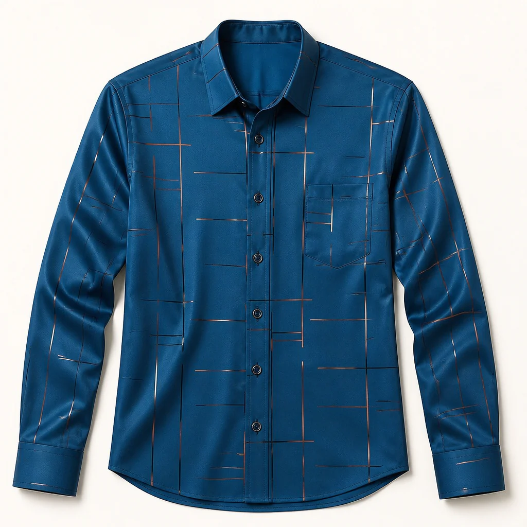 Ultra-LightPower™ – Wrinkle-Free Line-Print Dress Shirt with Breathable Stretch - Image 10