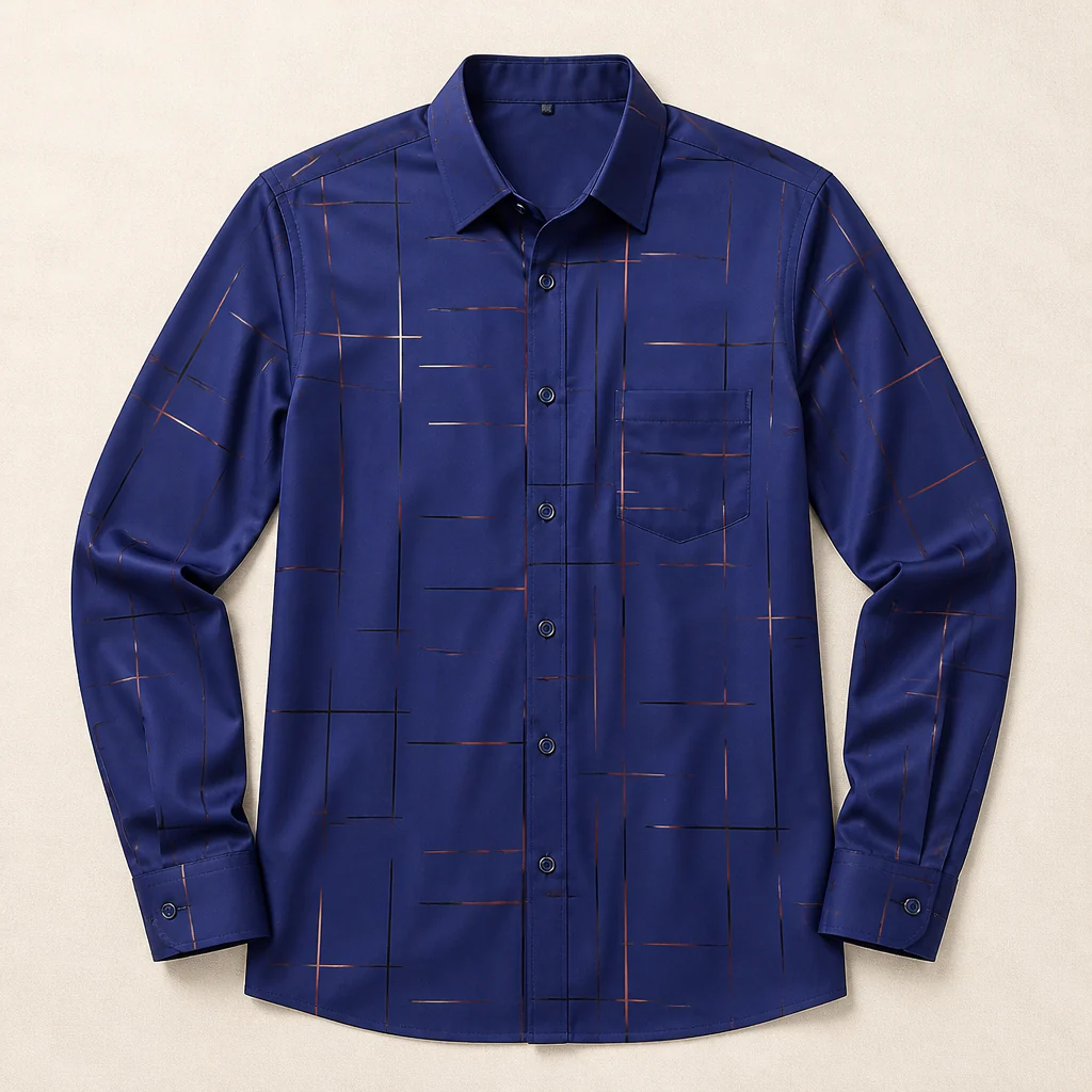 Ultra-LightPower™ – Wrinkle-Free Line-Print Dress Shirt with Breathable Stretch - Image 4