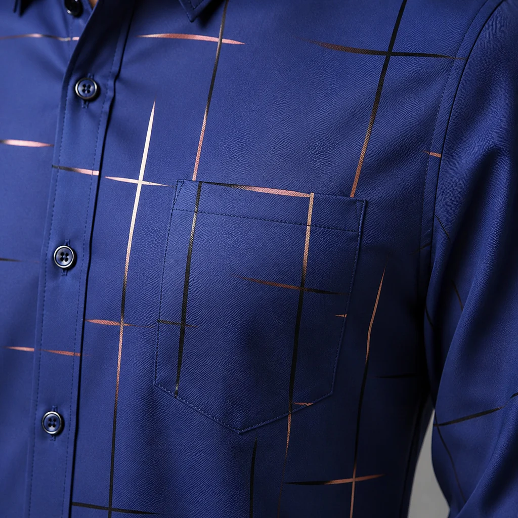 Ultra-LightPower™ – Wrinkle-Free Line-Print Dress Shirt with Breathable Stretch - Image 7