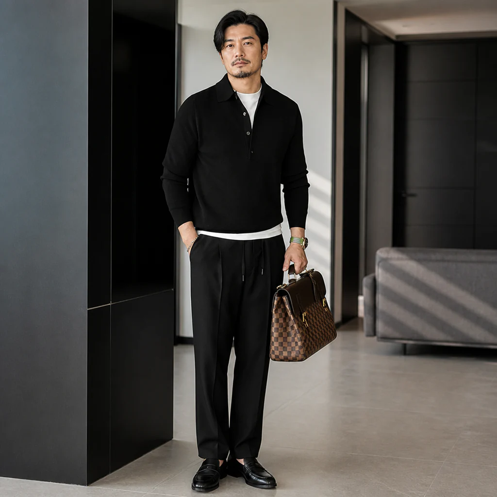 ValorWeave™ – Tailored Knit Polo with Spread Collar & Button Placket