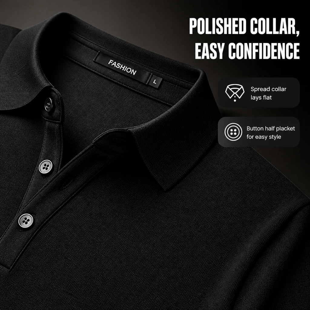 ValorWeave™ – Tailored Knit Polo with Spread Collar & Button Placket - Image 8