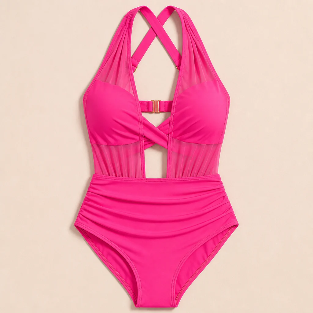 VelaMist™ – Sculpting High-Waist Mesh One-Piece Swimsuit with Twist Front - Image 10