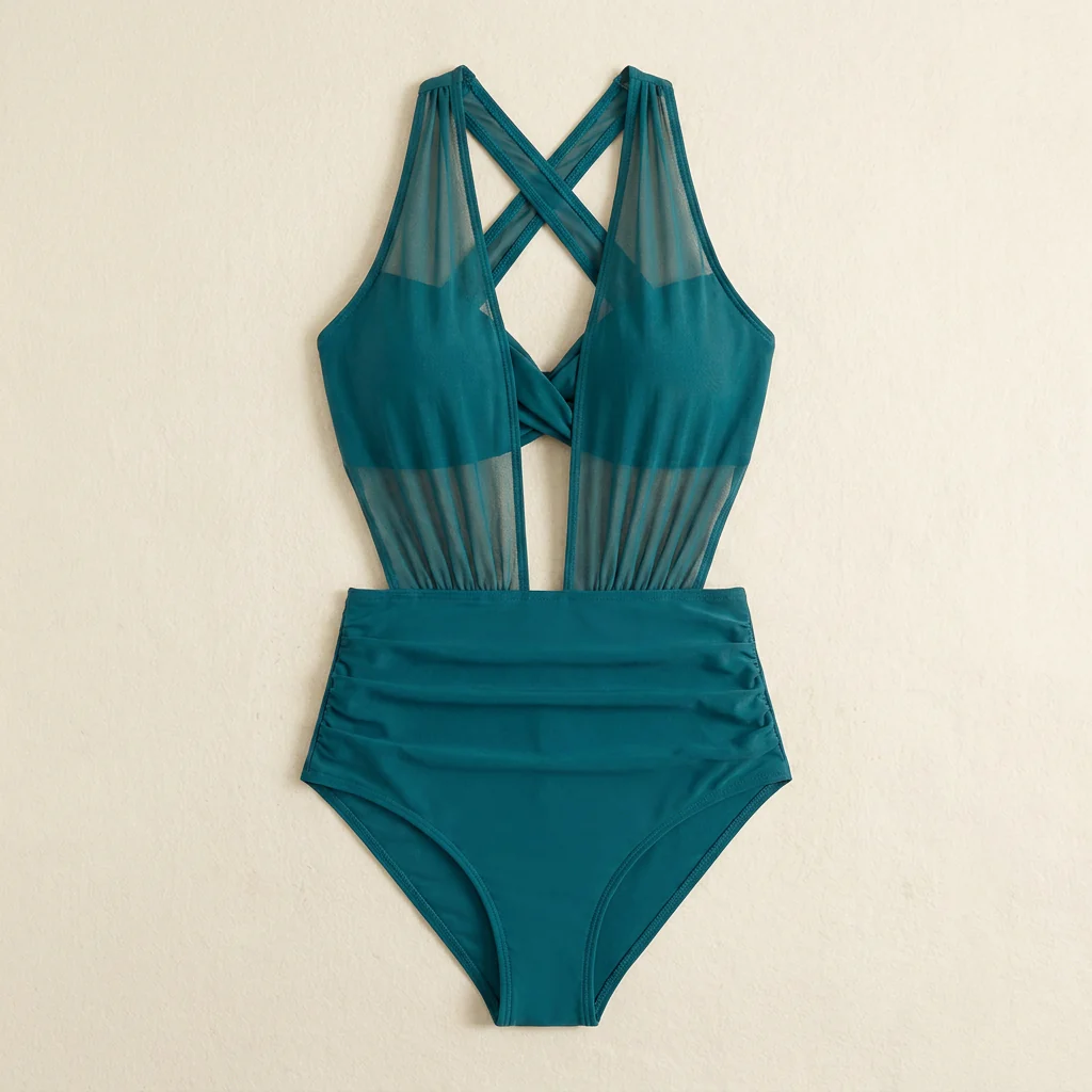 VelaMist™ – Sculpting High-Waist Mesh One-Piece Swimsuit with Twist Front - Image 12