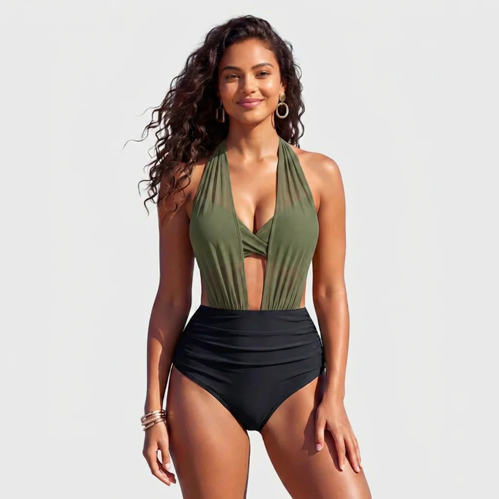 VelaMist™ – Sculpting High-Waist Mesh One-Piece Swimsuit with Twist Front - Image 13