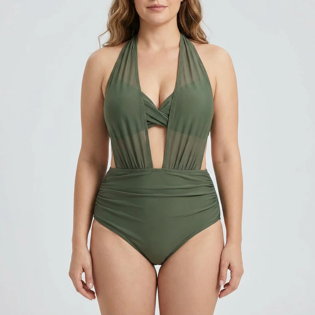 VelaMist™ – Sculpting High-Waist Mesh One-Piece Swimsuit with Twist Front - Image 8