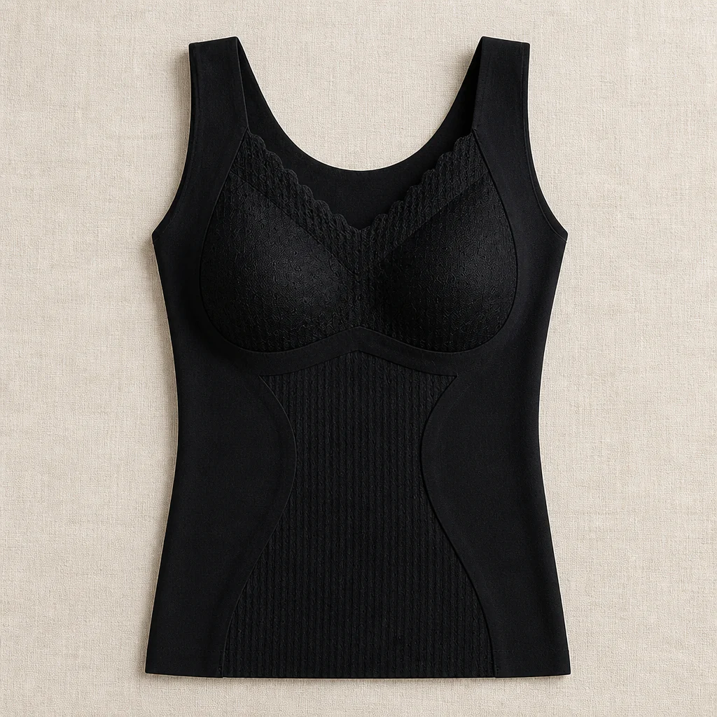 VeloFlex™ – Thermal Seamless Shaping Camisole with Built-In Lace Bra - Image 10