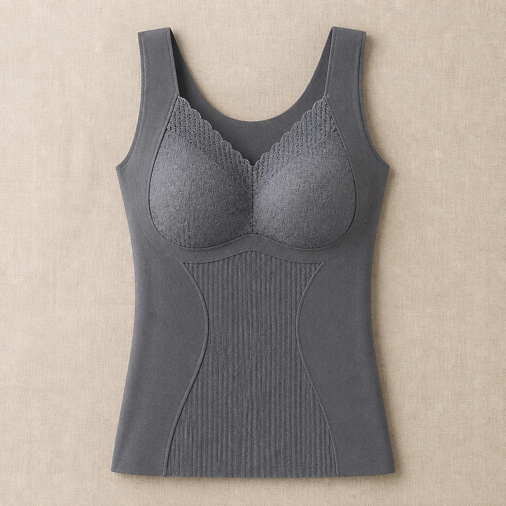 VeloFlex™ – Thermal Seamless Shaping Camisole with Built-In Lace Bra - Image 9