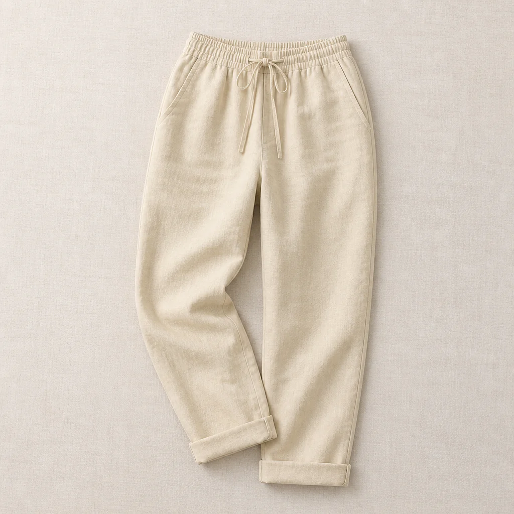 VelouraFlex™ – Breezy Cotton-Linen Drawstring Pants with Tapered Cuffed Hem - Image 10