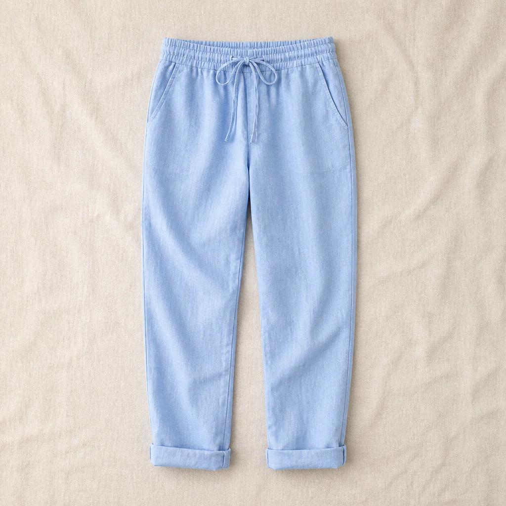 VelouraFlex™ – Breezy Cotton-Linen Drawstring Pants with Tapered Cuffed Hem - Image 12