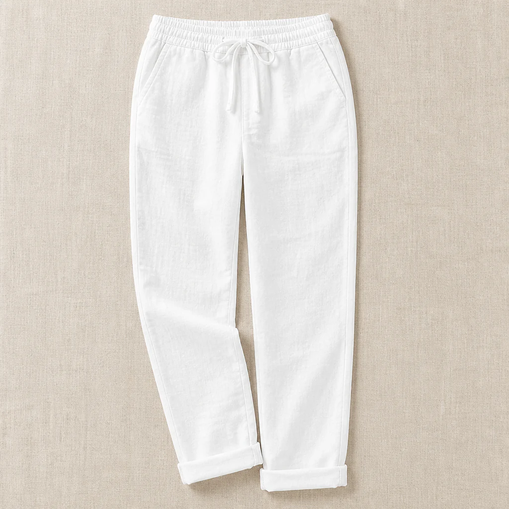 VelouraFlex™ – Breezy Cotton-Linen Drawstring Pants with Tapered Cuffed Hem - Image 8