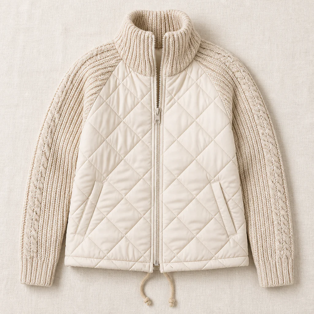 Norvelle™ – Cozy Quilted Winter Jacket with Cable-Knit Sleeves - Image 4