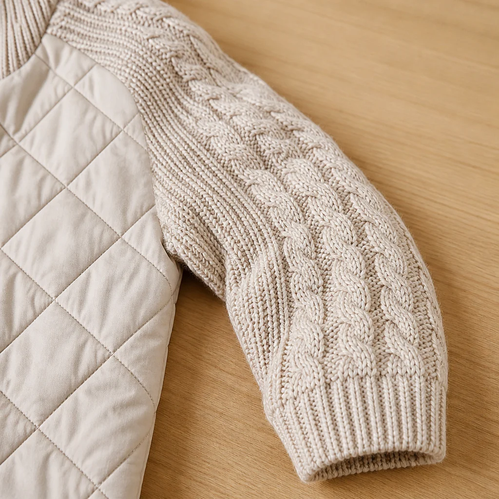 Norvelle™ – Cozy Quilted Winter Jacket with Cable-Knit Sleeves - Image 5