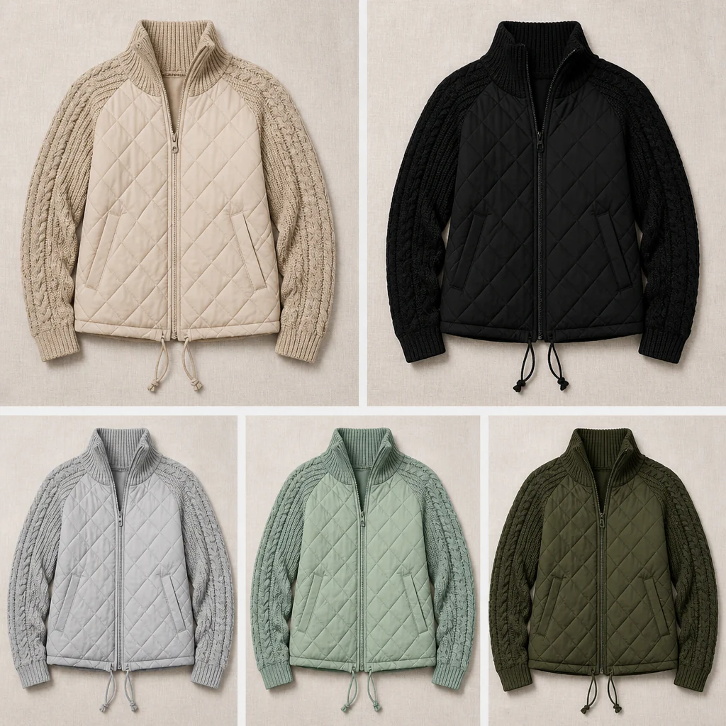 Norvelle™ – Cozy Quilted Winter Jacket with Cable-Knit Sleeves - Image 8