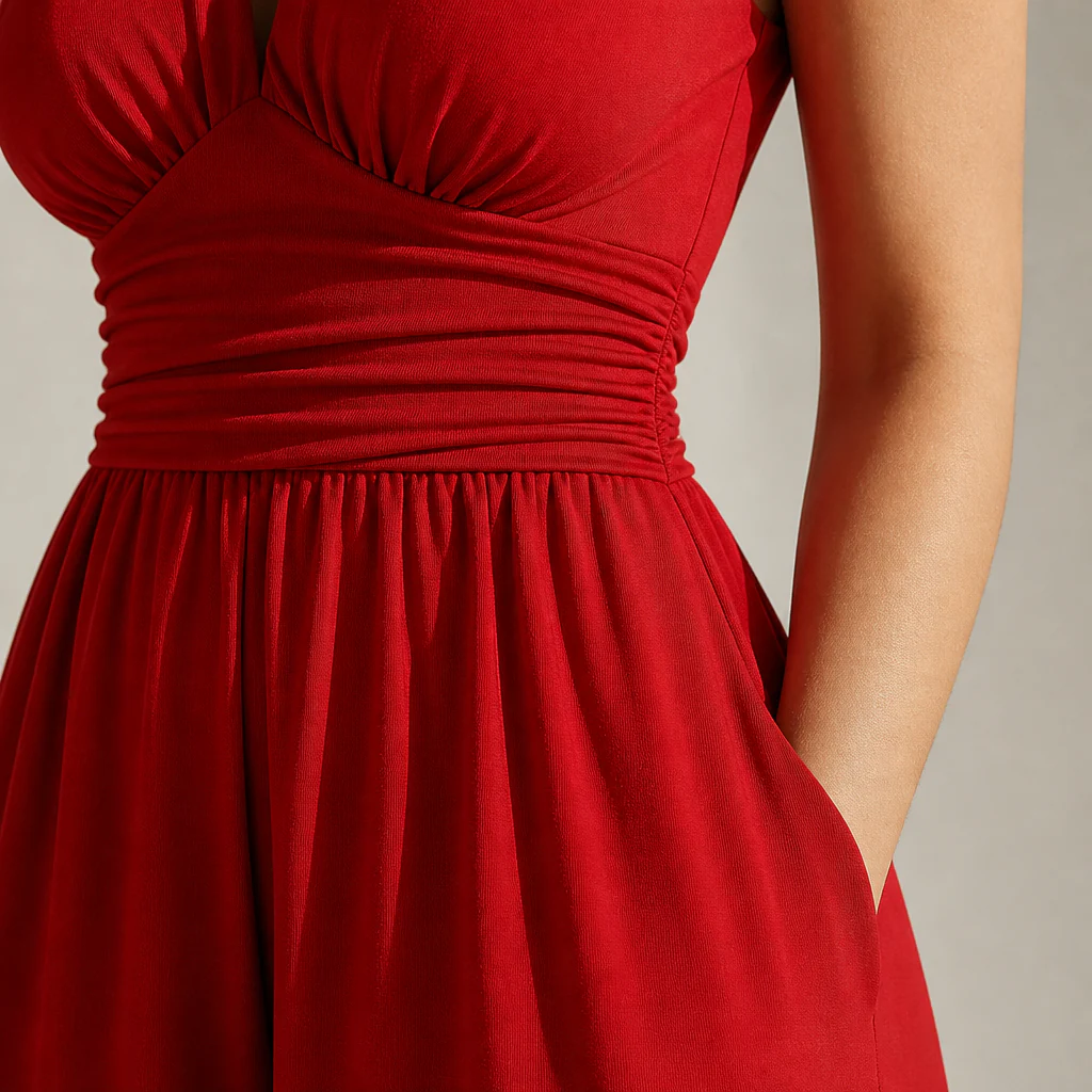 Verisse™ – Flowy Wide-Leg Jumpsuit with Ruched Waist and Deep V-Neck - Image 6