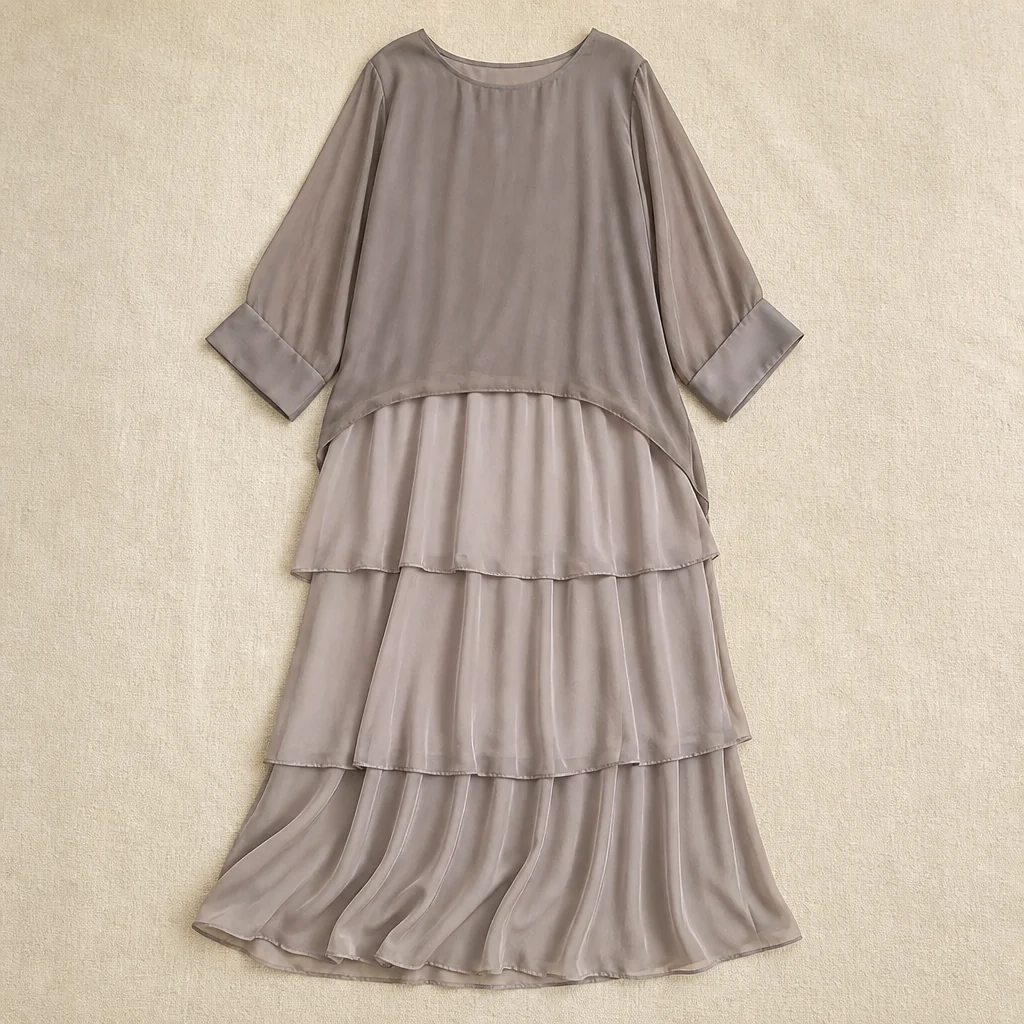 VeroLuxe™ – Flowy Tiered Maxi Dress with Cape Sleeves - Image 10