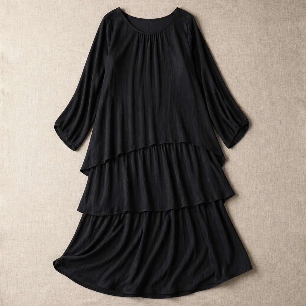 VeroLuxe™ – Flowy Tiered Maxi Dress with Cape Sleeves - Image 11
