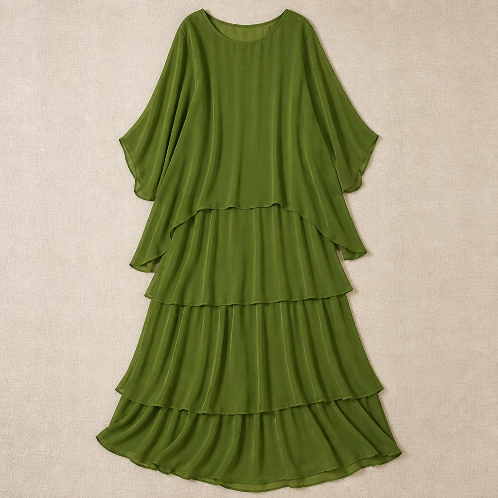 VeroLuxe™ – Flowy Tiered Maxi Dress with Cape Sleeves - Image 4
