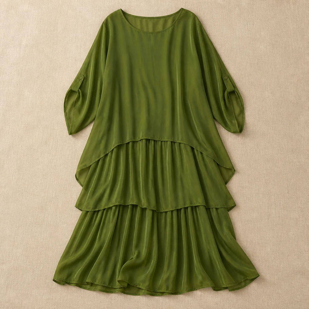VeroLuxe™ – Flowy Tiered Maxi Dress with Cape Sleeves - Image 9