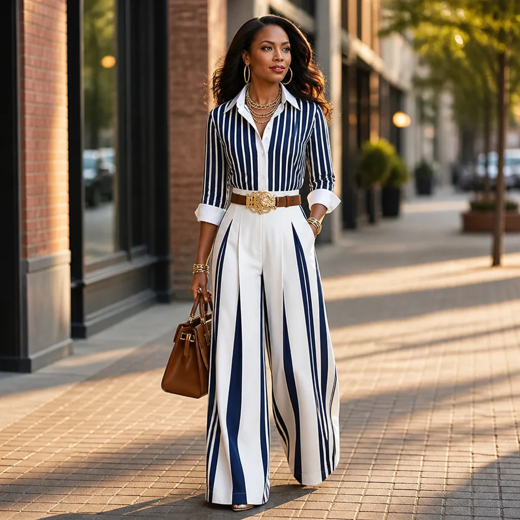VeroLuxe™ — Pull On a Striped Set That Looks Like You Hired a Stylist | Belt Included