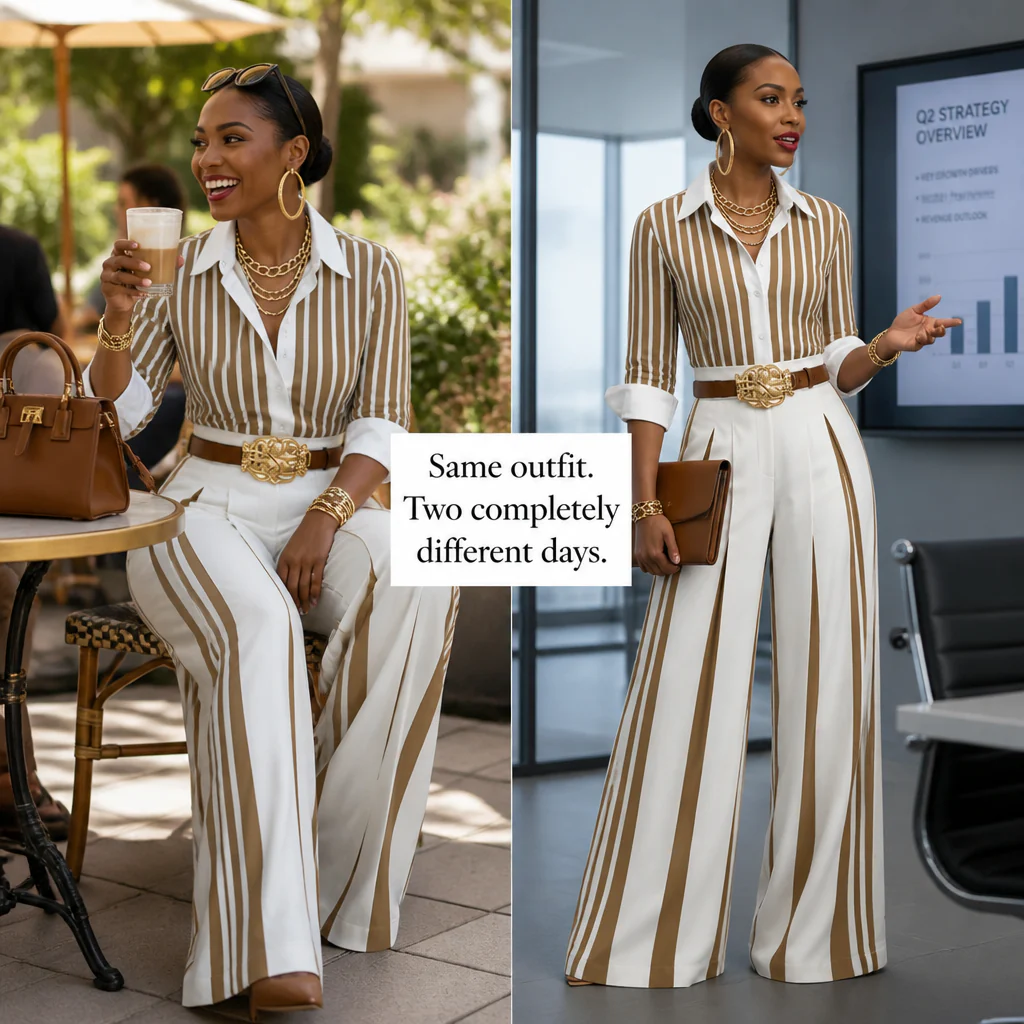 VeroLuxe™ — Pull On a Striped Set That Looks Like You Hired a Stylist | Belt Included - Image 4