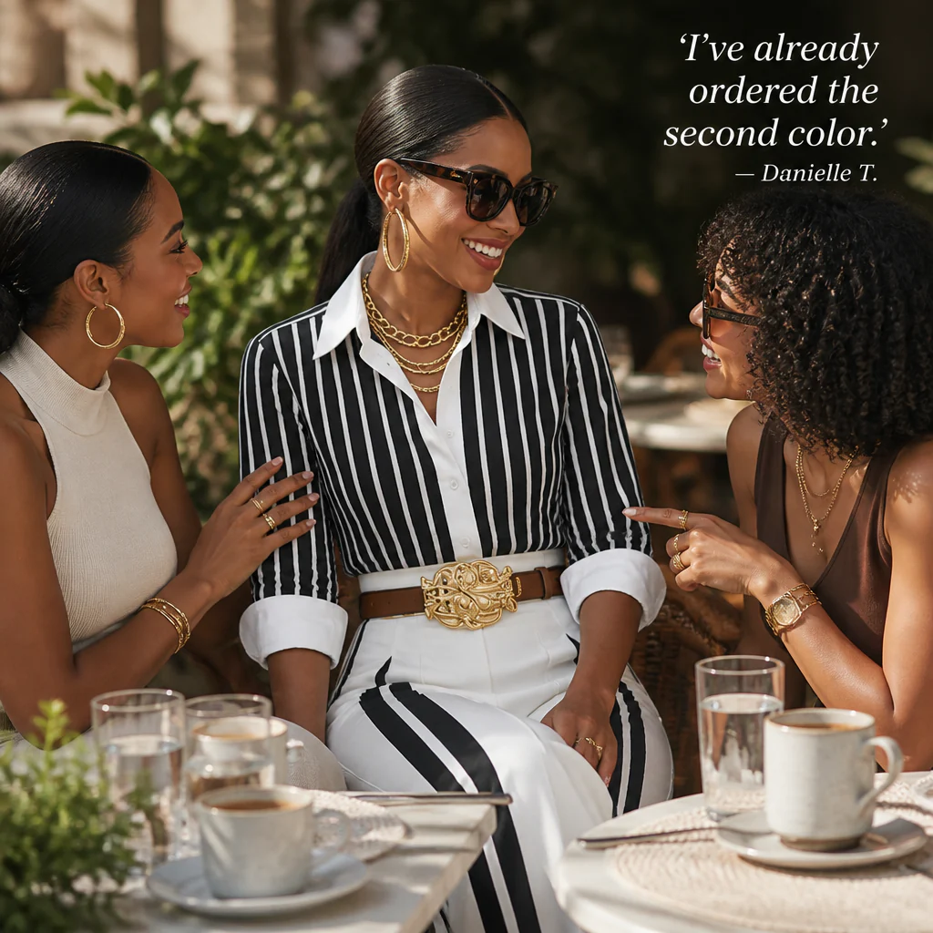 VeroLuxe™ — Pull On a Striped Set That Looks Like You Hired a Stylist | Belt Included - Image 5